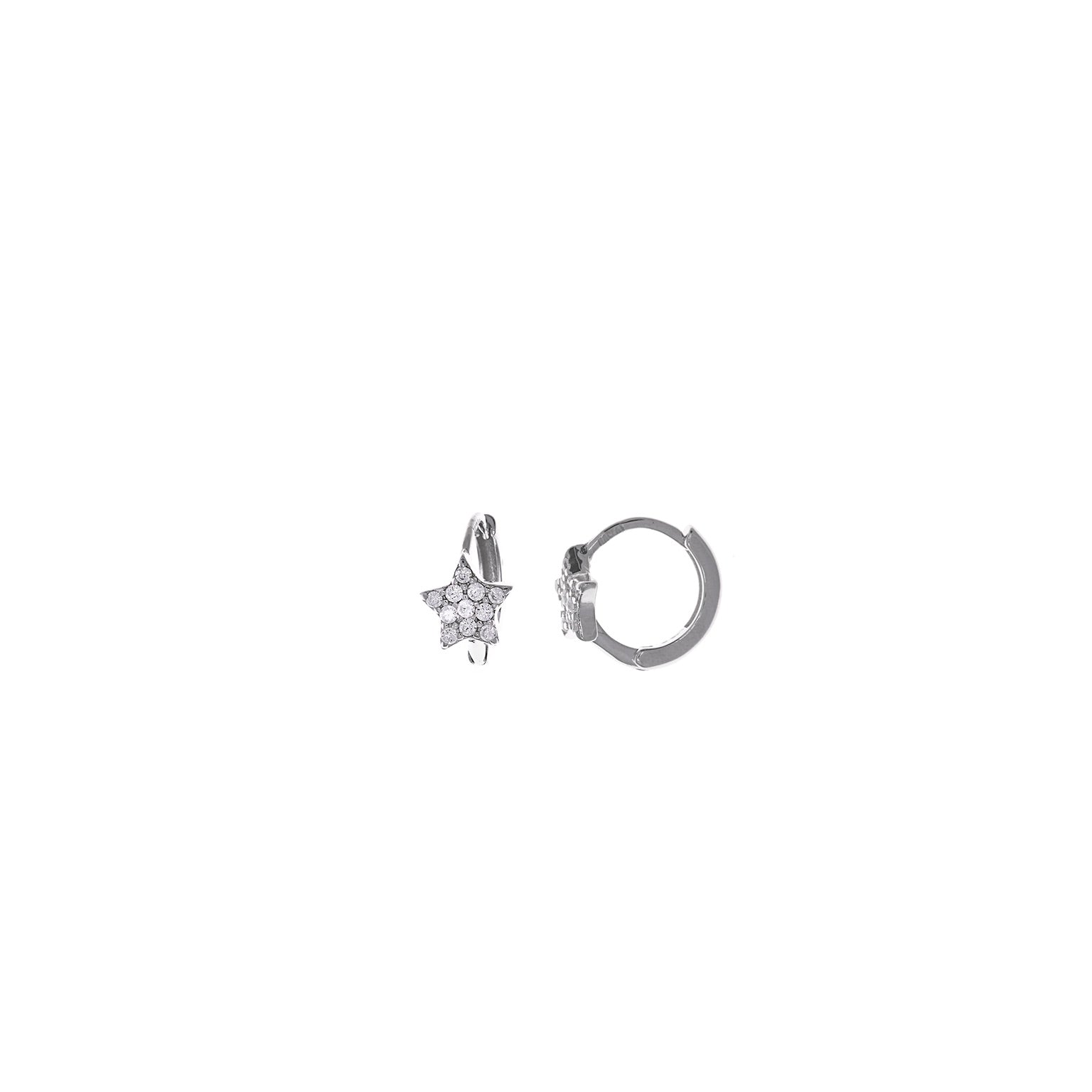 EARRING SILVER 925 RHODIUM HOOP STAR CZ