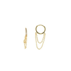 EARRING SILVER 925 PLATED GOLD RING CZ