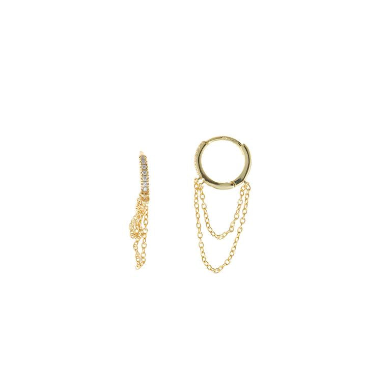 EARRING SILVER 925 PLATED GOLD RING CZ