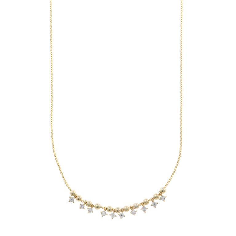 NECKLACE SILVER 925 PLATED GOLD BALLS SMOOTH