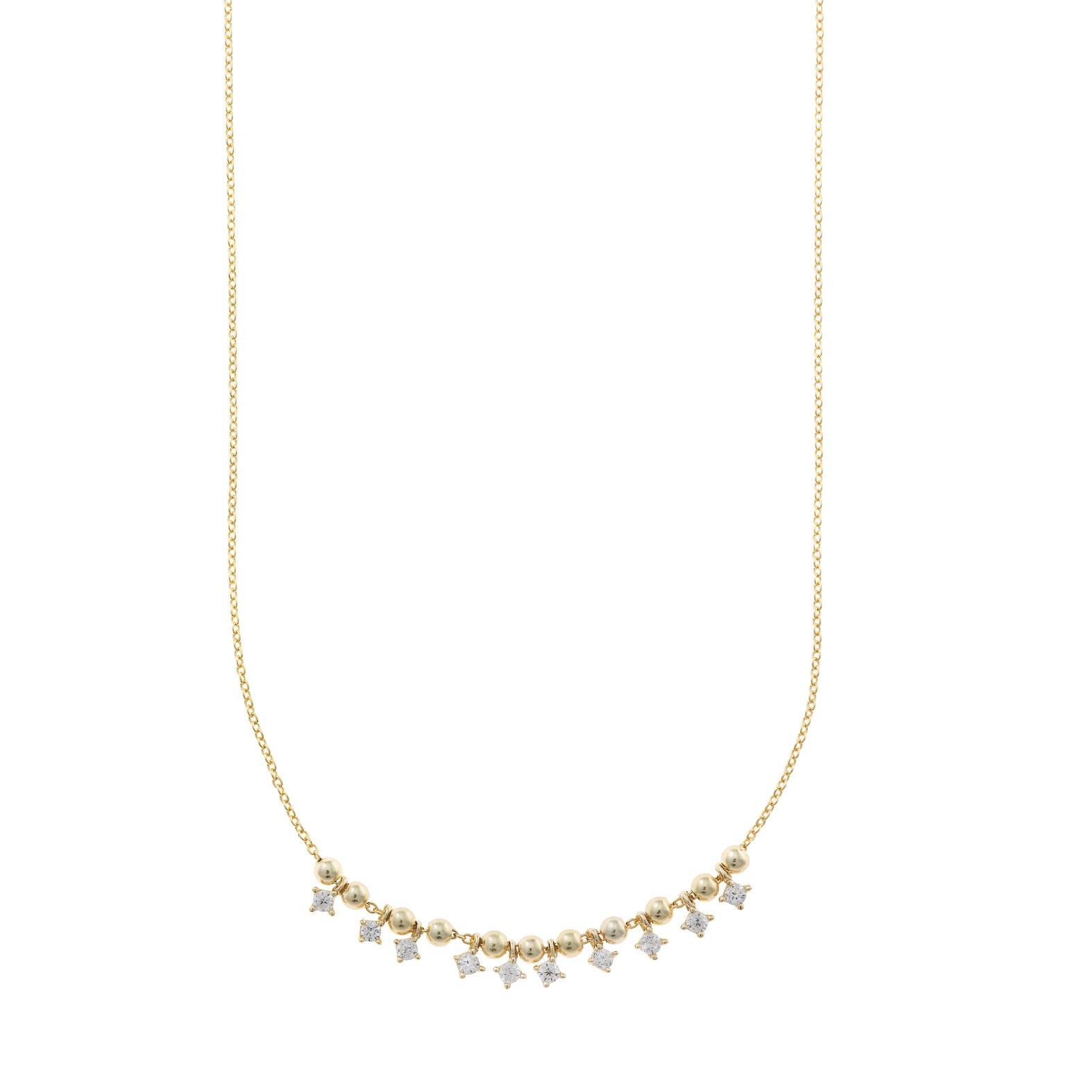 NECKLACE SILVER 925 PLATED GOLD BALLS SMOOTH