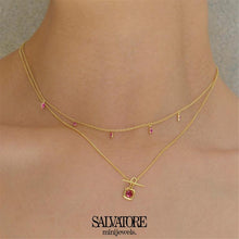 تحميل الصورة إلى عارض المعرض، NECKLACE SILVER 925 PLATED GOLD SQUARE CZ
