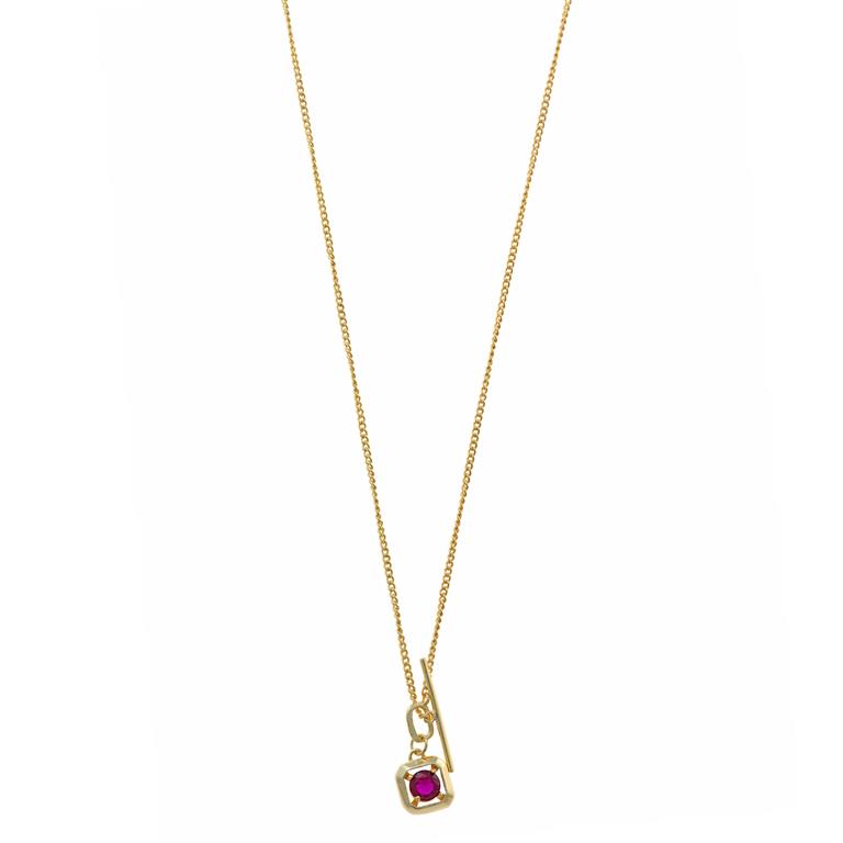 NECKLACE SILVER 925 PLATED GOLD SQUARE CZ