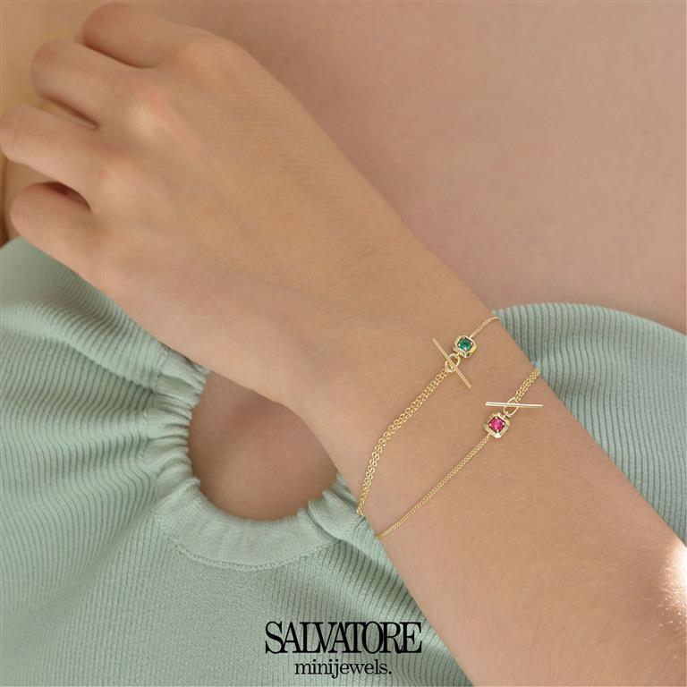 BRACELET SILVER 925 PLATED GOLD SQUARE CZ