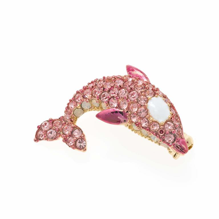 BROOCH HIGH BIJOU METAL PLATED GOLD CRYSTAL