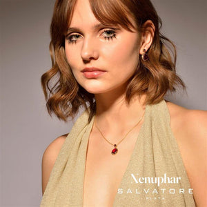 NECKLACE SILVER 925 PLATED GOLD CABOCHON PURPLE