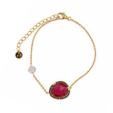 تحميل الصورة إلى عارض المعرض، BRACELET SILVER 925 PLATED GOLD CABOCHON PURPLE
