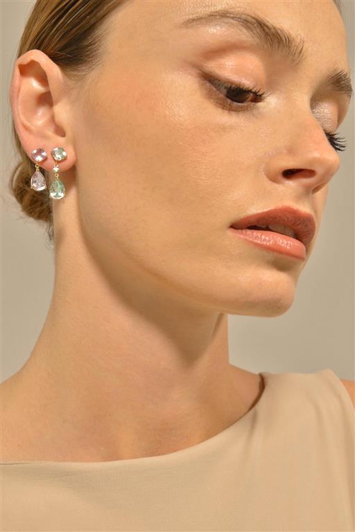 EARRING SILVER 925 PLATED GOLD AMETHYST FACETED