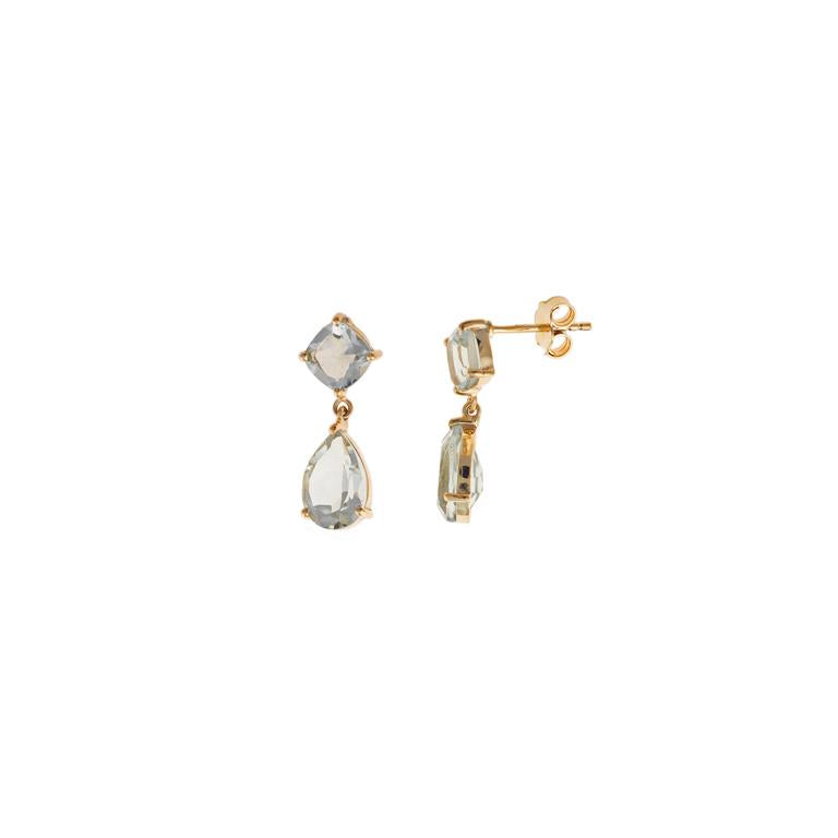 EARRING SILVER 925 PLATED GOLD GREEN AMETHYST