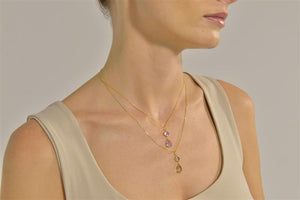 NECKLACE SILVER 925 PLATED GOLD AMETHYST SQUARE
