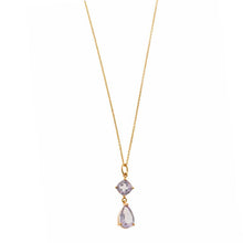 تحميل الصورة إلى عارض المعرض، NECKLACE SILVER 925 PLATED GOLD AMETHYST SQUARE
