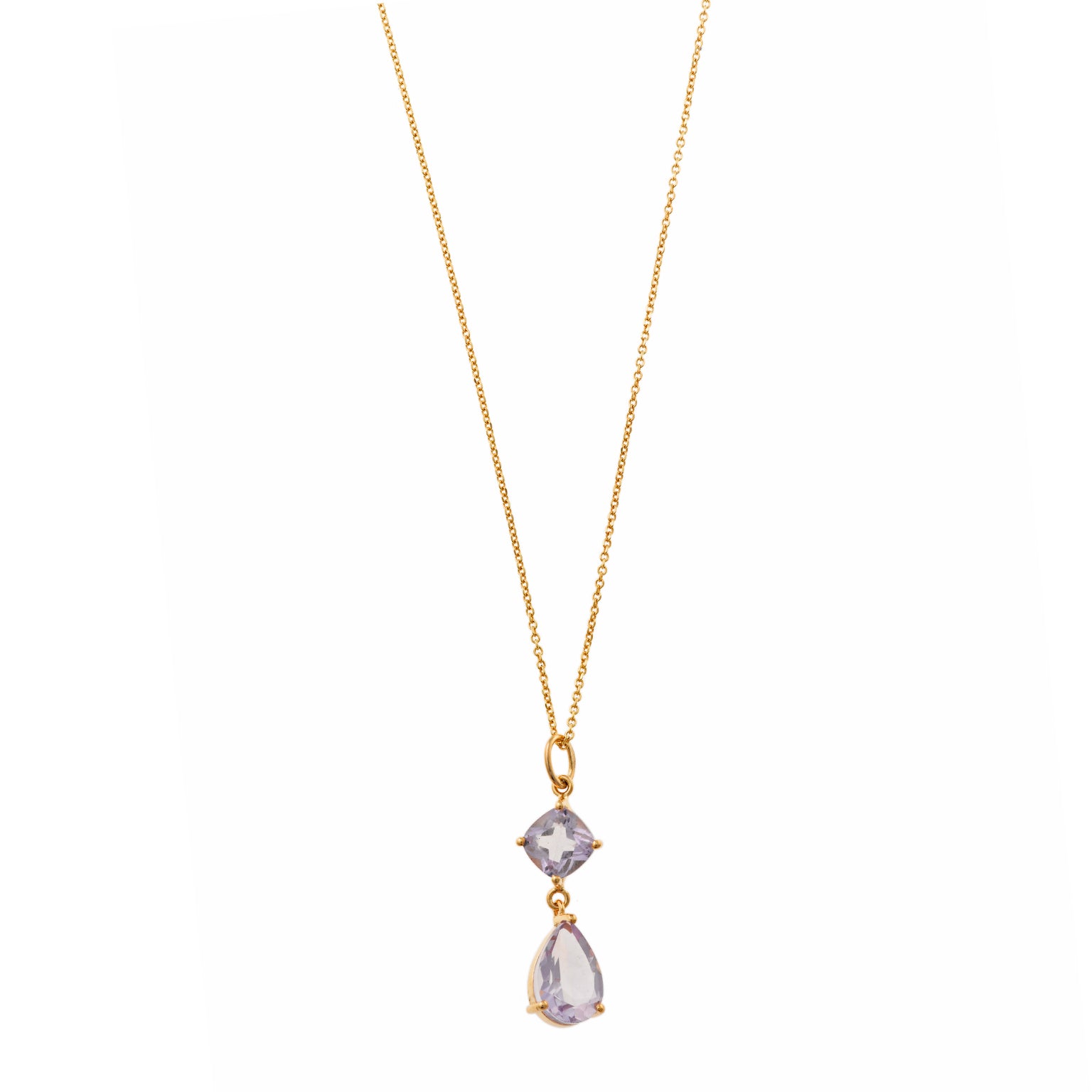 NECKLACE SILVER 925 PLATED GOLD AMETHYST SQUARE