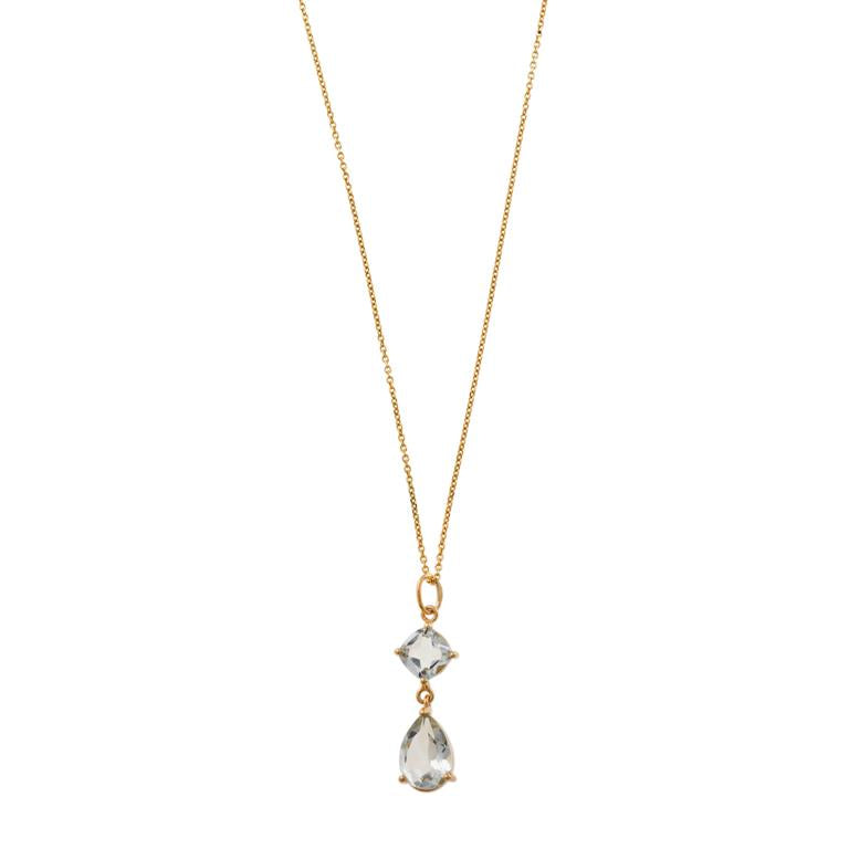 NECKLACE SILVER 925 PLATED GOLD GREEN AMETHYST