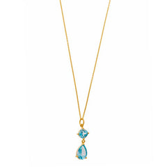 NECKLACE SILVER 925 PLATED GOLD TOPAZ BLUE