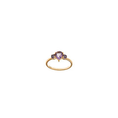 RING SILVER 925 PLATED GOLD AMETHYST PEAR