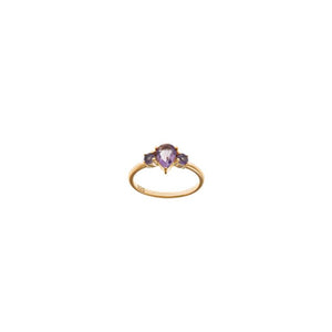 RING SILVER 925 PLATED GOLD AMETHYST PEAR