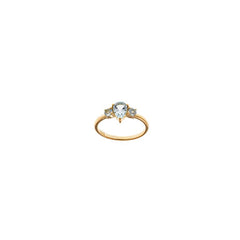 RING SILVER 925 PLATED GOLD TOPAZ BLUE