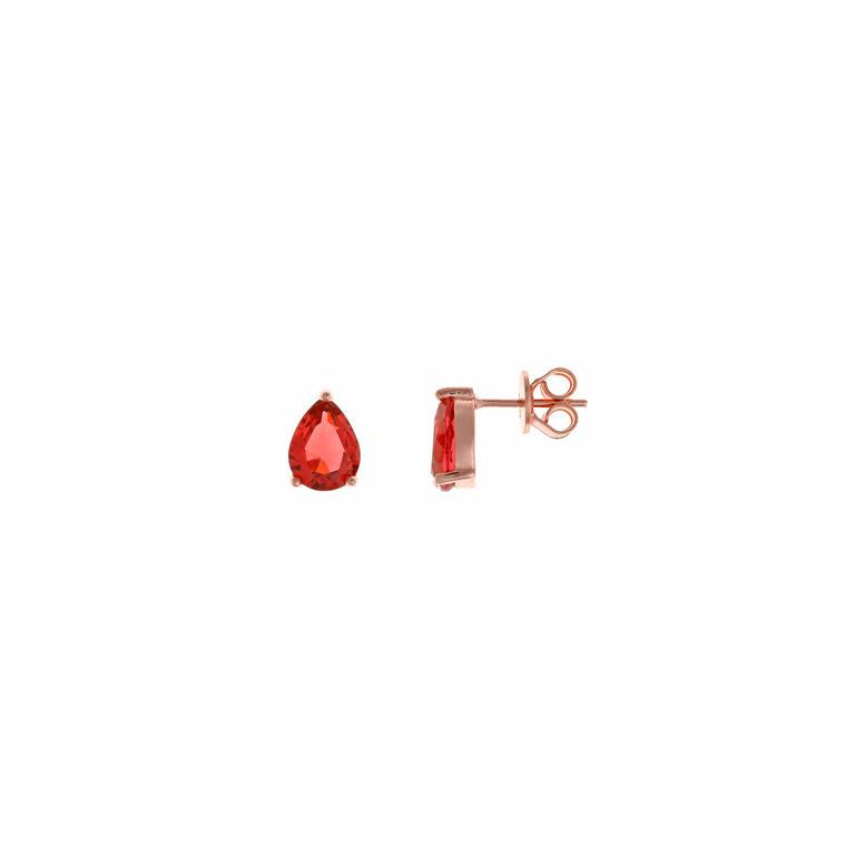 EARRING SILVER 925 PLATING PINK PEAR CRYSTAL