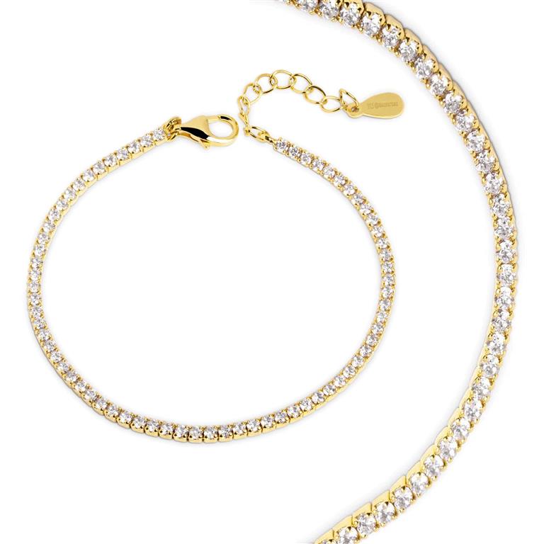 BRACELET SILVER 925 PLATED GOLD CZ BRILLIANT