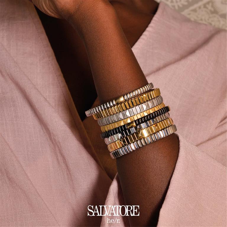 BRACELET STEEL PLATED GOLD PYRAMIDS SMOOTH ADJUSTABLE