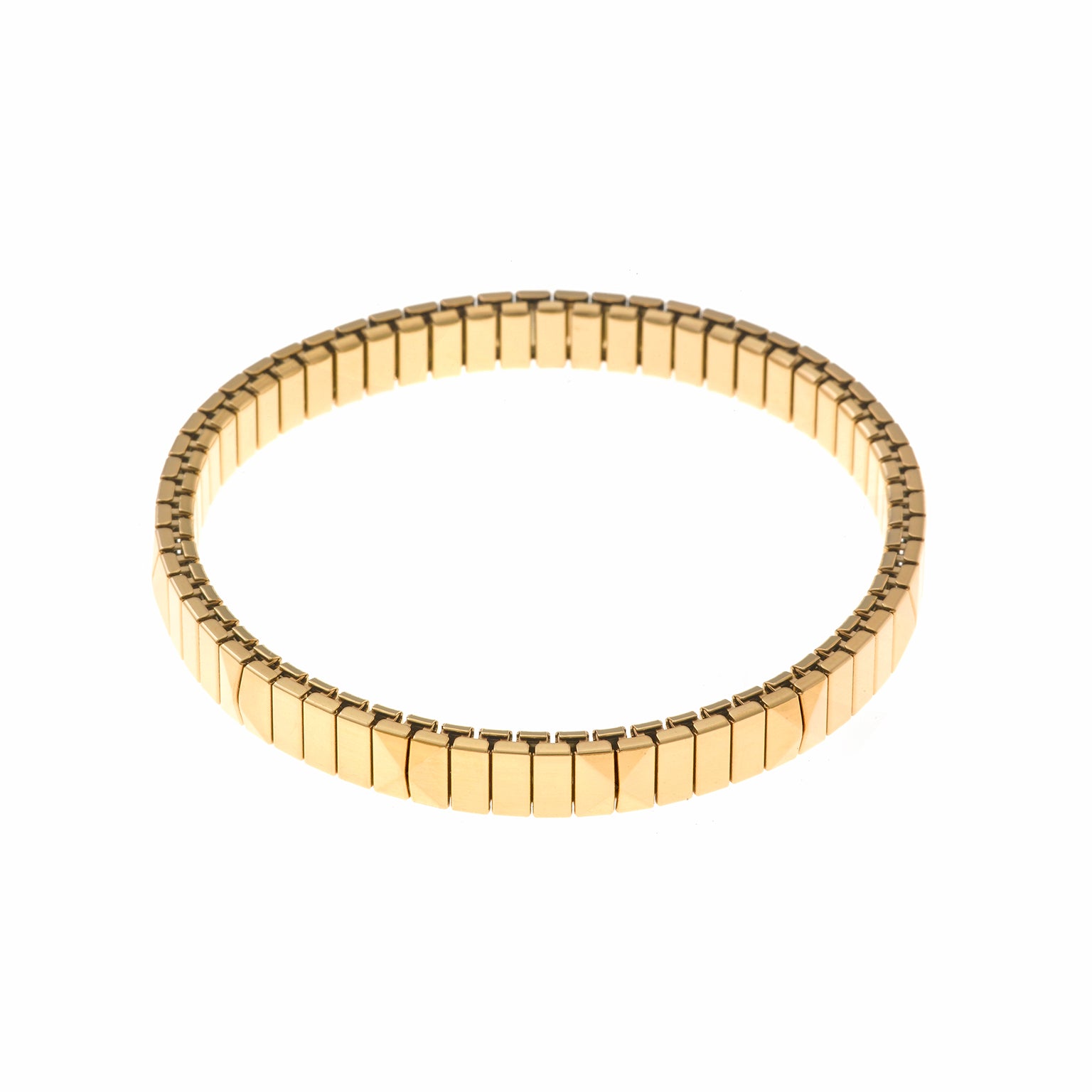 BRACELET STEEL PLATED GOLD PYRAMIDS SMOOTH ADJUSTABLE