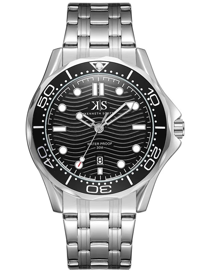 KENNETH SCOTT -  K22009-SBSB - 48 mm Men's Stainless Steel Analog Watch