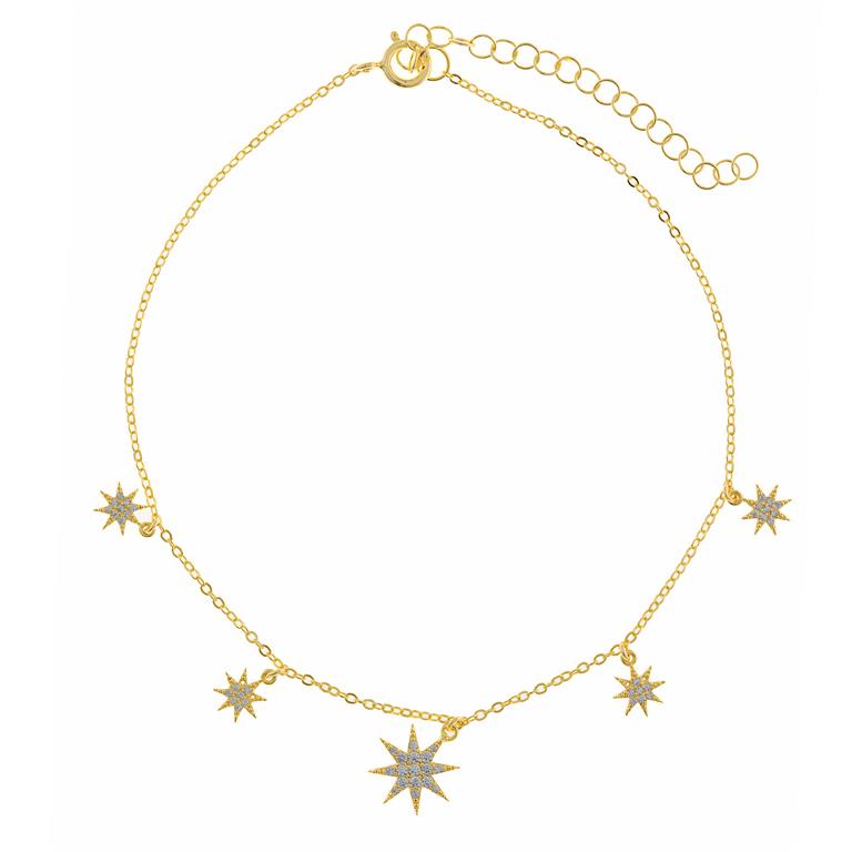 STARLET - ANKLET SILVER 925 - GOLD PLATED STARS POLAR