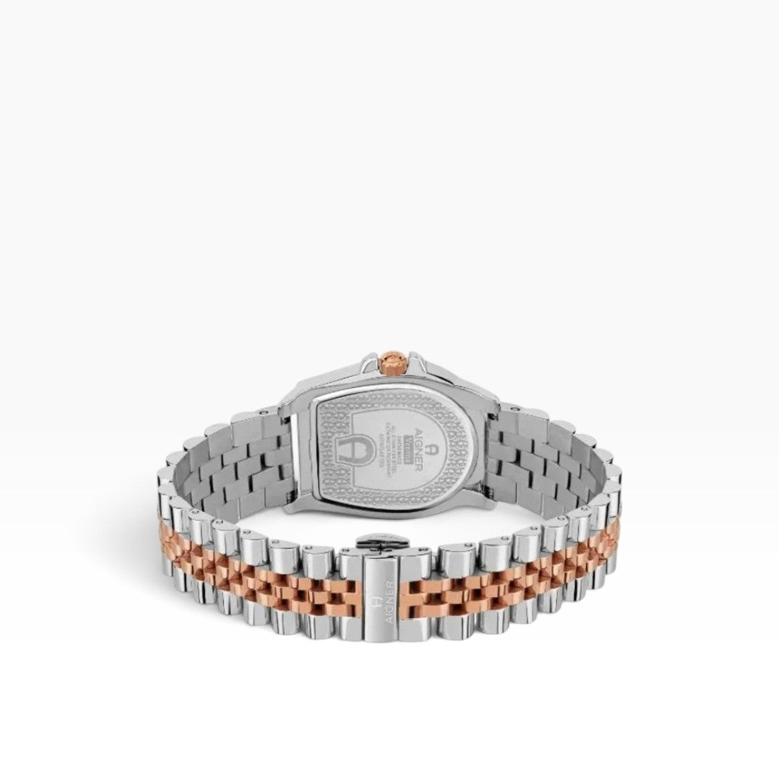 Aigner Verona | White Mother-of-Pearl Two-Tone Rose Gold & Silver Watch — 37×44mm