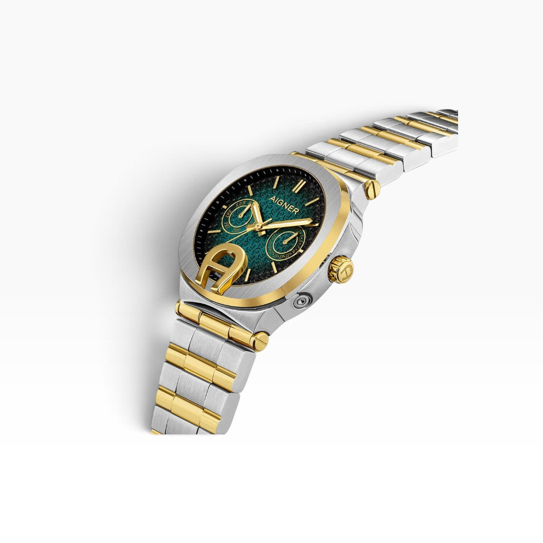 Aigner Taviano | Emerald Green Monogram Two-Tone Women's Watch — 34mm