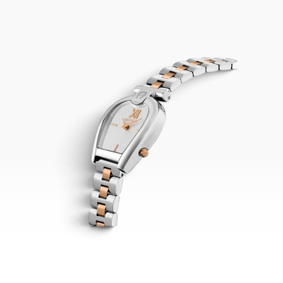 Aigner Sassari | White Guilloché Two-Tone Rose Gold & Silver Women's Watch — 28mm