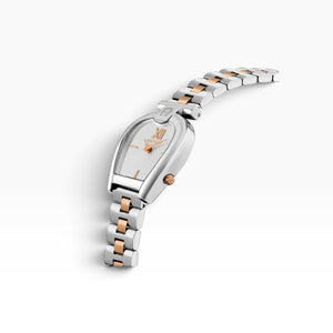 Aigner Sassari | White Guilloché Two-Tone Rose Gold & Silver Women's Watch — 28mm