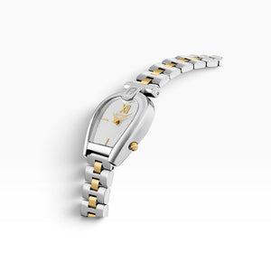 Aigner Sassari | White Guilloché Two-Tone Yellow Gold & Silver Women's Watch — 28mm