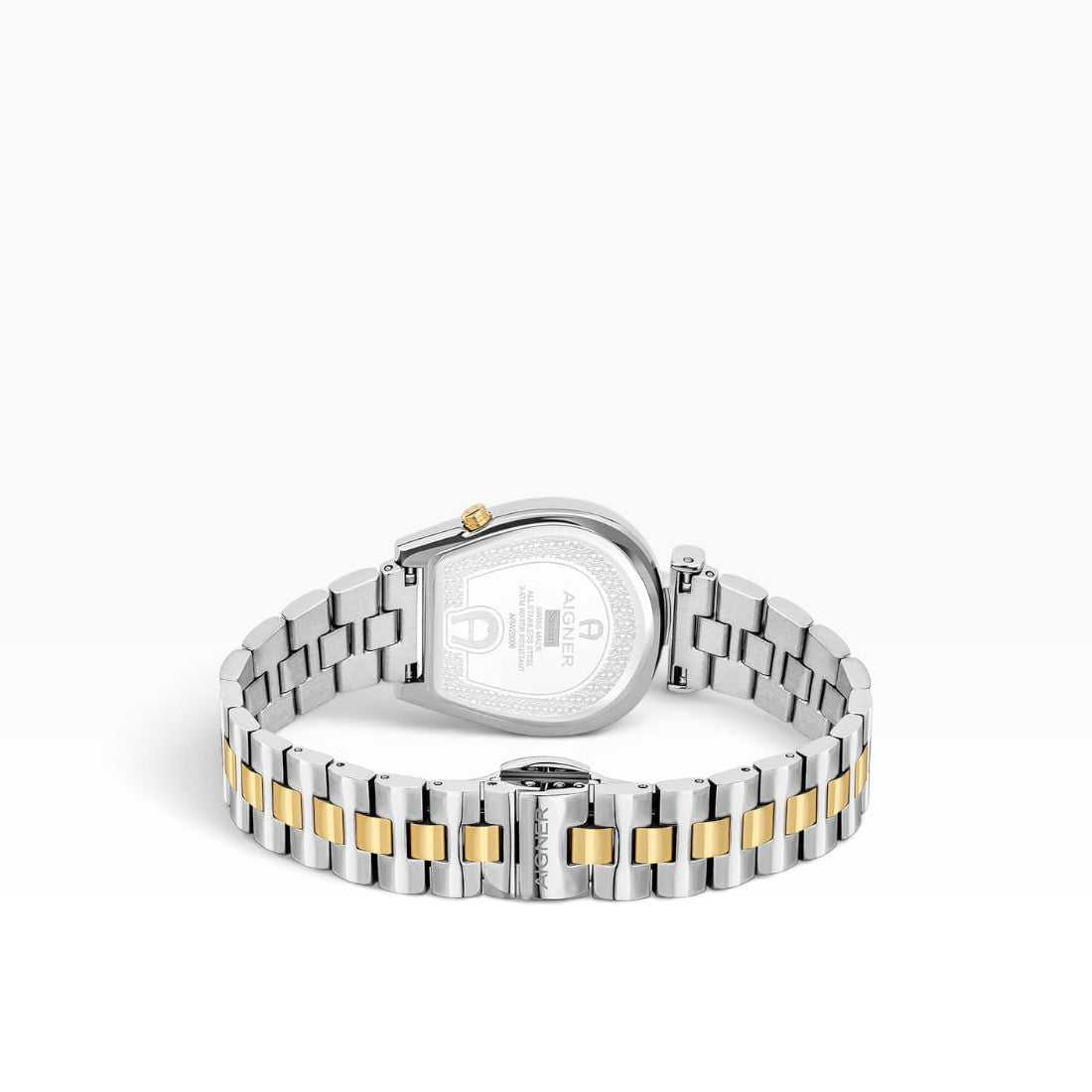 Aigner Sassari | White Guilloché Two-Tone Yellow Gold & Silver Women's Watch — 28mm