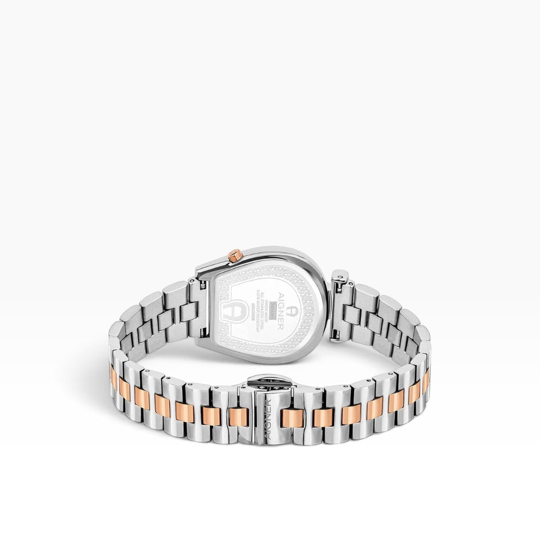Aigner Sassari | White Guilloché Two-Tone Rose Gold & Silver Women's Watch — 28mm
