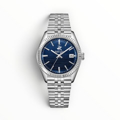 SUL EXTRAS Beverly Hills Polo Club men's watch with a dark blue dial and silver-tone stainless steel bracelet
