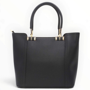 SUL EXTRAS Tom & Eva Camille black structured handbag with gold-tone hardware and twin top handles.