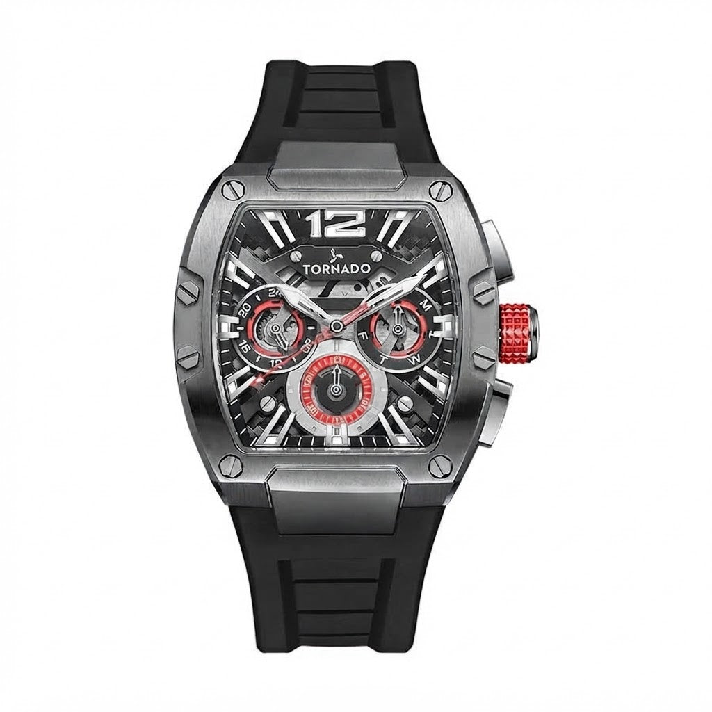Tornado | Xenith Multifunction Skeleton Tonneau Men's Watch — T23105 — 43mm