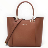 SUL EXTRAS Tom & Eva Camille brown structured handbag with gold-tone hardware and twin top handles