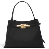 SUL EXTRAS Tom & Eva Adèle black grained synthetic shoulder bag with gold-tone hardware and structured trapeze shape.