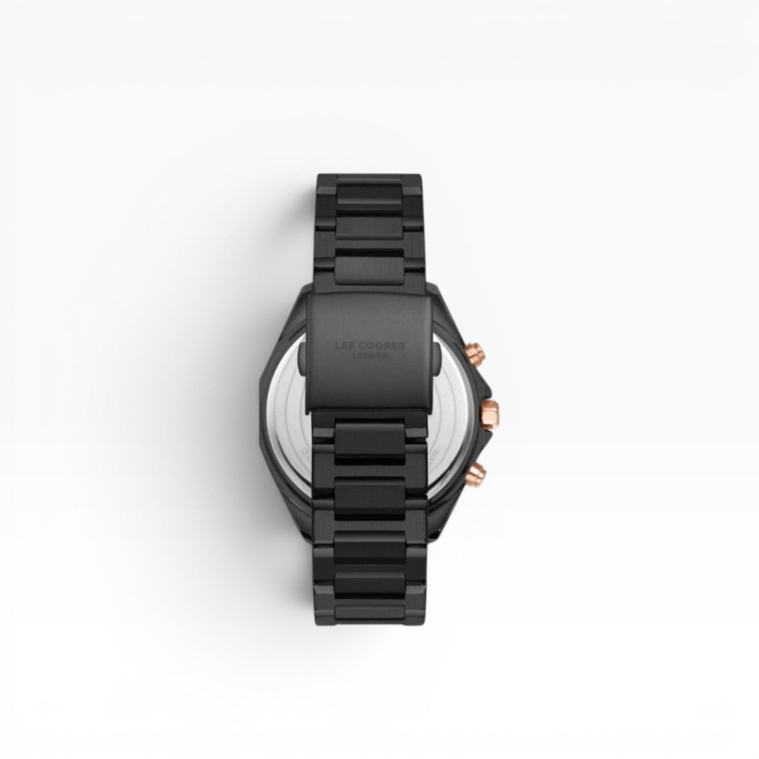 Lee Cooper London | Navy Blue Chronograph Octagonal Black & Rose Gold Watch — 45mm