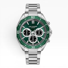 Lee Cooper London | Green Chronograph Octagonal Silver Watch — 45mm