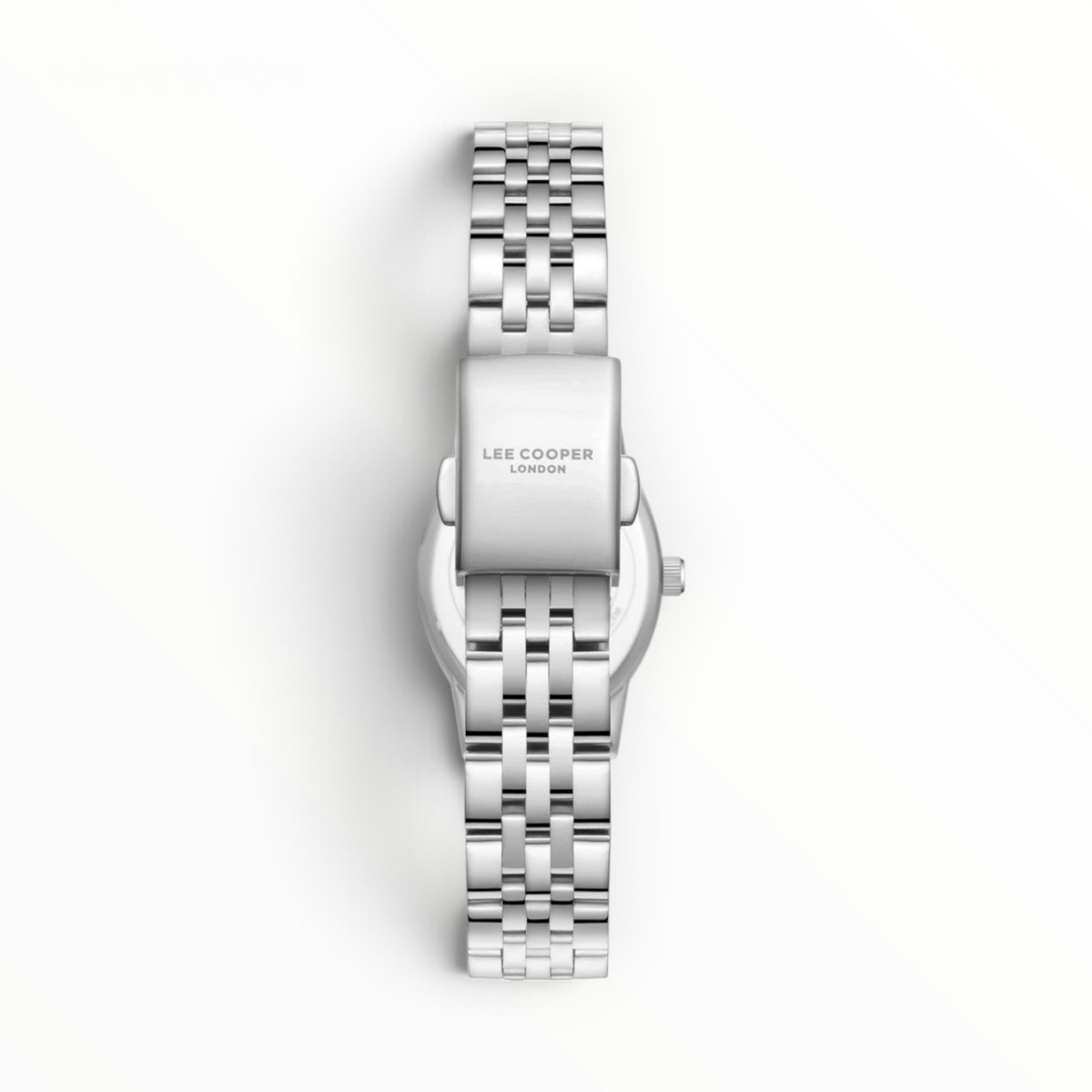 SUL EXTRAS Lee Cooper women's silver-tone metal watch strap with clasp closure and engraved logo