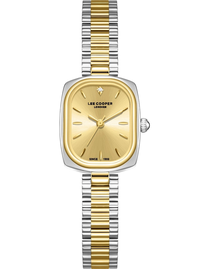 Lee Cooper London - Two-Tone Cushion Gold Dial Bracelet Watch