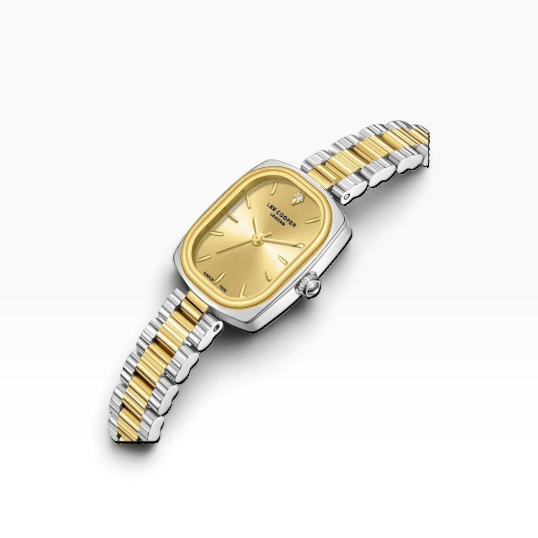 Lee Cooper London - Two-Tone Cushion Gold Dial Bracelet Watch