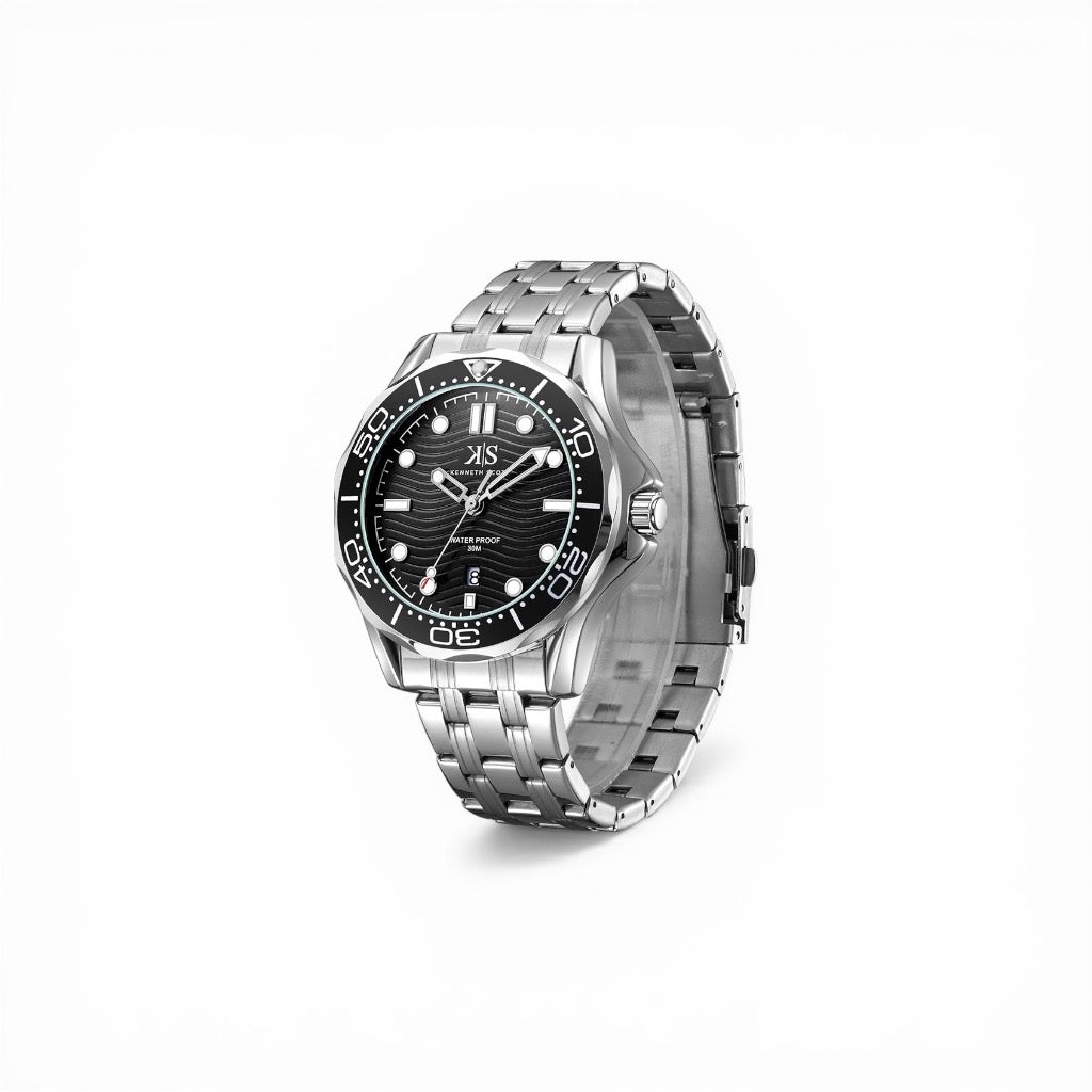 KENNETH SCOTT -  K22009-SBSB - 48 mm Men's Stainless Steel Analog Watch