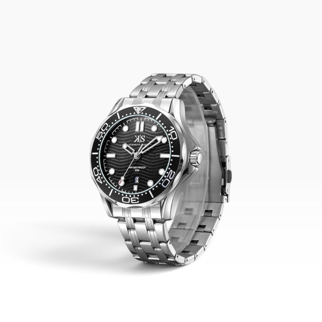 KENNETH SCOTT -  48 mm Men's Stainless Steel Analog Watch