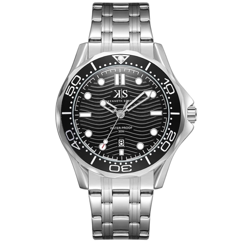 KENNETH SCOTT -  K22009-SBSB - 48 mm Men's Stainless Steel Analog Watch