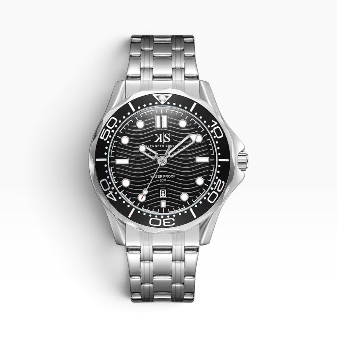 KENNETH SCOTT -  48 mm Men's Stainless Steel Analog Watch