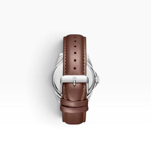 Kenneth Scott Men's Seiko PC32 Movement Watch, Analog Display and Leather Strap - Brown