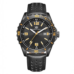 KENNETH SCOTT -  K24022-BLBBO - 43 mm Men's Leather Analog Watch